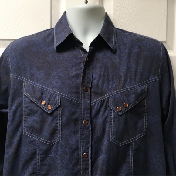 GEORG Roth Los Angeles Blue Floral Print Button Up Shirt - Picture 3 of 9